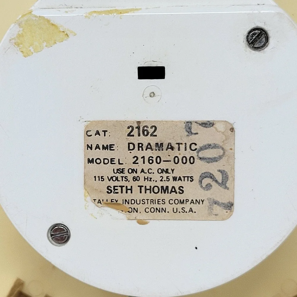 Vintage Seth Thomas Dramatic Wall Clock 2160-000 MCM Electric Cream AS-IS